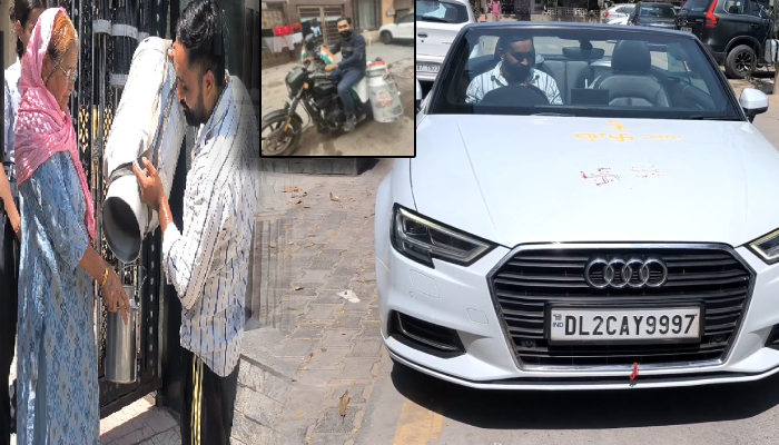 फरीदाबाद: हार्ले डेविडसन बाइक के बाद अब ऑडी से दूध बेच रहा युवक, बोला- यह मेरा जुनून
