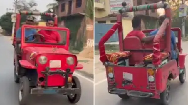 मार्केट में आई 'गरीबों की थार', शख्स ने किया जबरदस्त जुगाड़, ई-रिक्शा से बना डाली जीप, VIDEO वायरल