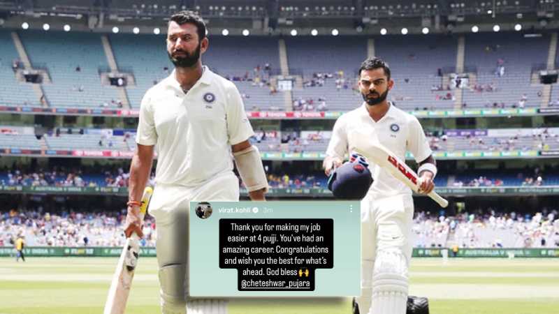 'मेरा काम आसान बनाने के लिए धन्यवाद', पुजारा के संन्यास पर विराट की भावुक पोस्ट