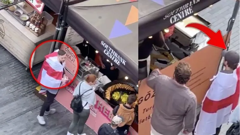 इधर पाकिस्तानी और अवैध प्रवासियों को लेकर हो रहा था प्रदर्शन, उधर भारत के प्याज पकौड़े का लुत्फ उठा रहा था अंग्रेज, VIDEO वायरल