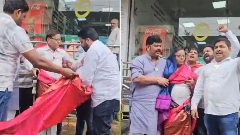 पीएम मोदी का अपमान करने पर भड़की बीजेपी, कांग्रेस के वरिष्ठ नेता को बीच मार्केट पहनाई साड़ी, देखें VIDEO