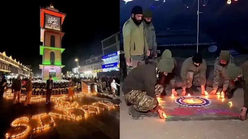 कश्मीर में इतिहास रच गया दीपोत्सव, लाल चौक पर जले 20 हजार दीये, बॉर्डर पर जवानों ने मनाई दिवाली
