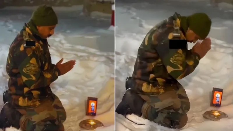 ‘हिंदू धर्म की जय’, 1500 फीट की ऊंचाई पर कड़ाके की ठंड में पूजा करता दिखा भारतीय जवान, Video हुआ Viral