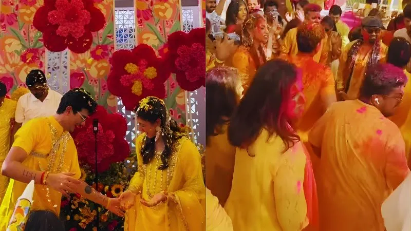 हल्दी सेरेमनी में जमकर थिरके स्मृति मंधाना और पलाश मुच्छल, 'झूमे जो पठान' पर जमाया रंग, Video हुआ VIRAL