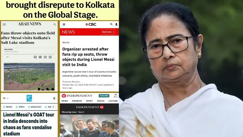 ममता सरकार ने कोलकाता को बदनाम कर दिया... मेसी के इवेंट में हुई तोड़फोड़ के बाद बीजेपी ने बोला हमला, शेयर की विदेशी मीडिया रिपोर्ट्स