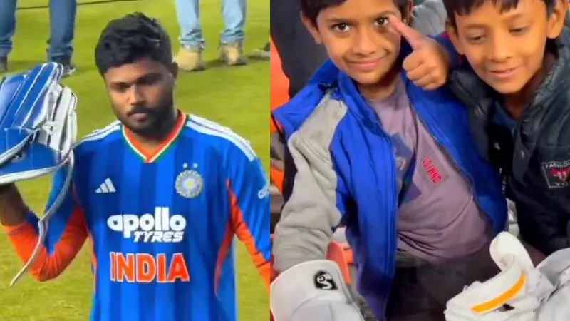 अहमदाबाद में धमाकेदार बल्लेबाज़ी के बाद संजू ने जीता फैंस का दिल, गिफ्ट में दिए अपने ग्लव्स