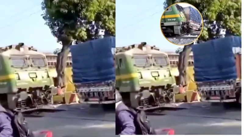 झारखंड के देवघर में ट्रेन और ट्रक में LIVE टक्कर, रेल फाटक पर मची अफरा-तफरी, वीडियो सोशल मीडिया पर वायरल