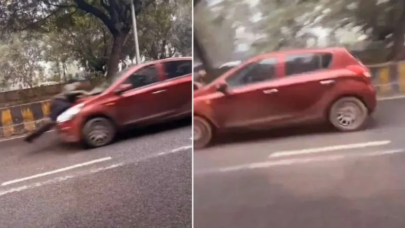 ग्रेटर नोएडा में कानून-व्यवस्था पर हमला, तेज रफ्तार कार ने पुलिसकर्मी को बोनट पर घसीटा