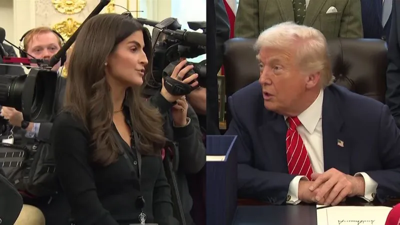 "10 साल से तुम्हारी मुस्कान", Epstein Files को लेकर हुआ सवाल, भड़के ट्रंप, CNN रिपोर्टर केटलन कॉलिन्स का उड़ाया मजाक