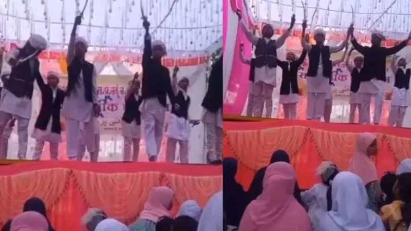 हाथ में तलवार, जुबां पर इस्लामी नारा...महाराष्ट्र के उर्दू स्कूल में बच्चों से कराया पाकिस्तानी युद्ध गीत पर डांस, VIDEO