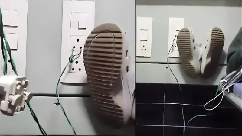 ट्रेन में यात्री की जानलेवा हरकत... खुले तार से करने लगा मोबाइल चार्ज और रैक में टांगे जूते, VIDEO VIRAL