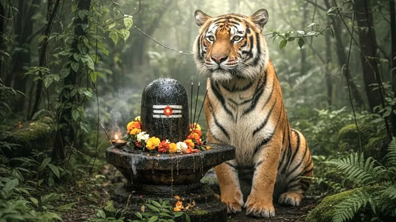 MP के जंगल में दिखी अनोखी तस्वीर... शिवलिंग से लिपटता नजर आया बाघ, वायरल हुआ VIDEO