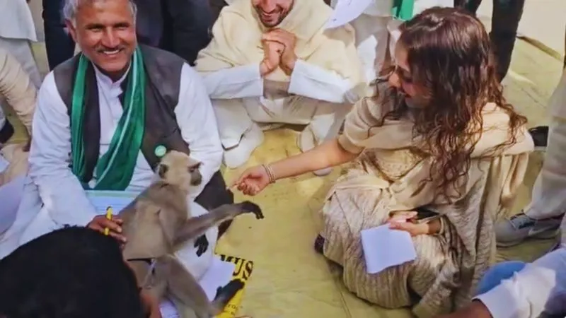 जब किसानों के धरने में 'मटरू' लंगूर बना मुख्य अतिथि, DM साहिबा ने जमकर की मस्ती, Video हुआ Viral