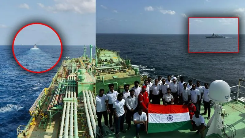 सामने Indian NAVY, हाथ में तिरंगा, साथ में LPG...खाड़ी से सुरक्षित निकलते ही भारतीय नाविकों ने लगाया भारत माता की जय का नारा