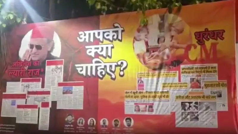 यूपी में शुरू हुआ पोस्टर वार, लखनऊ में लगे होर्डिंग, अखिलेश के शासनकाल को बताया 'ल्यारी राज', योगी को बताया धुरंधर