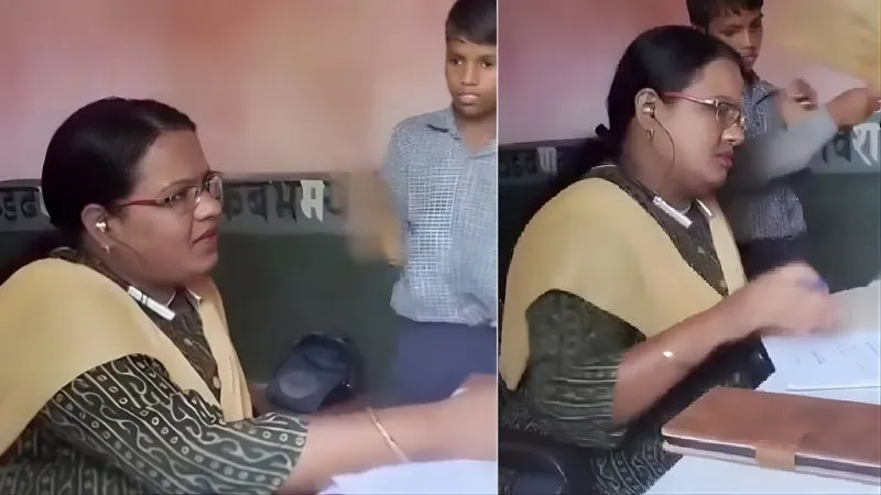 MP के सरकारी स्कूल का बुरा हाल... बच्चे से पंखा झलवाती दिखी टीचर, लोग बोले- यह शिक्षक नहीं, समाज पर बोझ हैं
