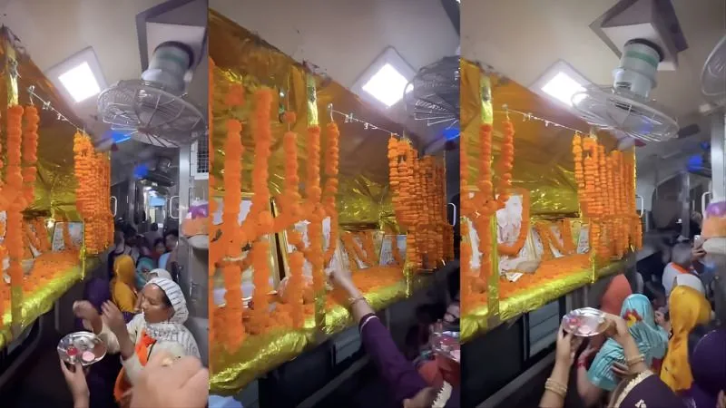 चलती ट्रेन में बना मंदिर... कोच में आरती-भजन का वीडियो वायरल, सोशल मीडिया पर छाया VIDEO