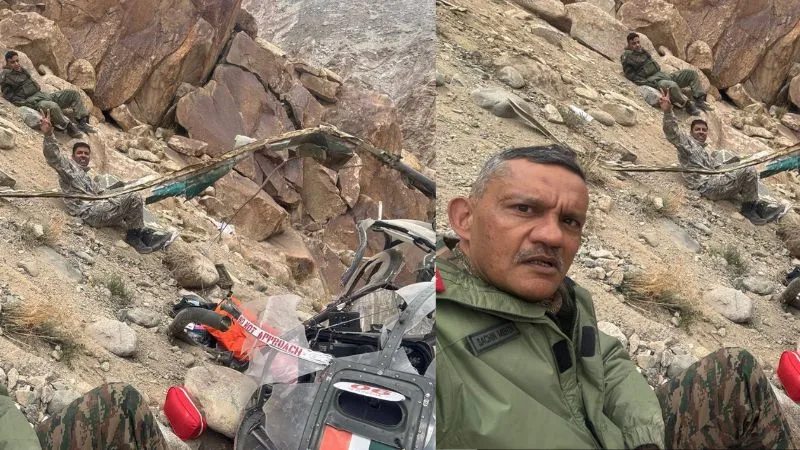 पहाड़ों के बीच गहरी खाई में गिरा सेना का हेलिकॉप्टर, मौत को मात देकर ली गई जवानों की सेल्फी छा गई