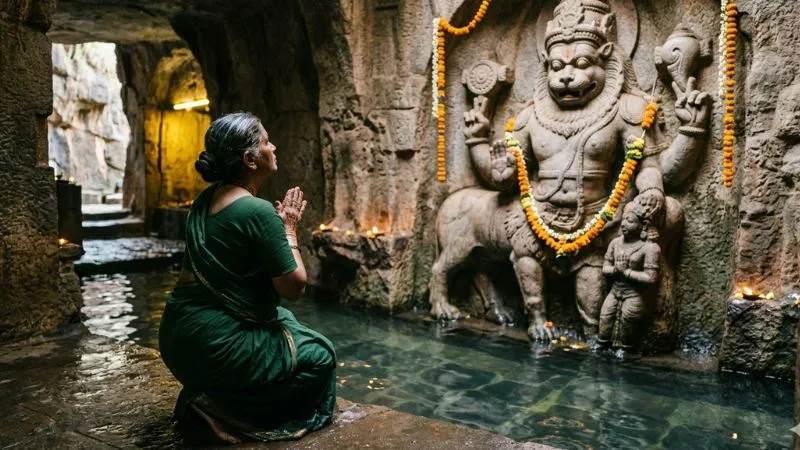 कर्नाटक का रहस्यमयी गुफा मंदिर जहाँ 300 मीटर गहरे पानी में चलकर होते हैं दर्शन