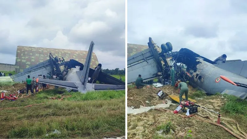 असम के जोरहाट एयरबेस पर IAF का AN-32 कार्गो प्लेन क्रैश, धमाके के बाद दो हिस्सों में बंटा विमान