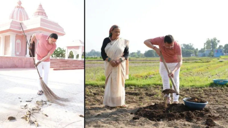 PM मोदी सरकार के 12 साल पूरे, CM धामी ने खटीमा में चलाया स्वच्छता अभियान, खेत में मां संग की जुताई