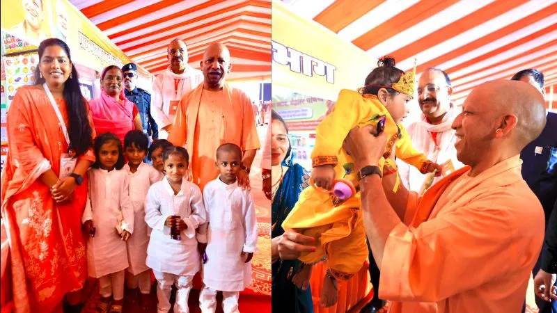 बहराइच में CM योगी ने दी बड़ी सौगात, नन्हें-मुन्नों को दुलारा, महिला उद्यमियों को सौंपे चेक