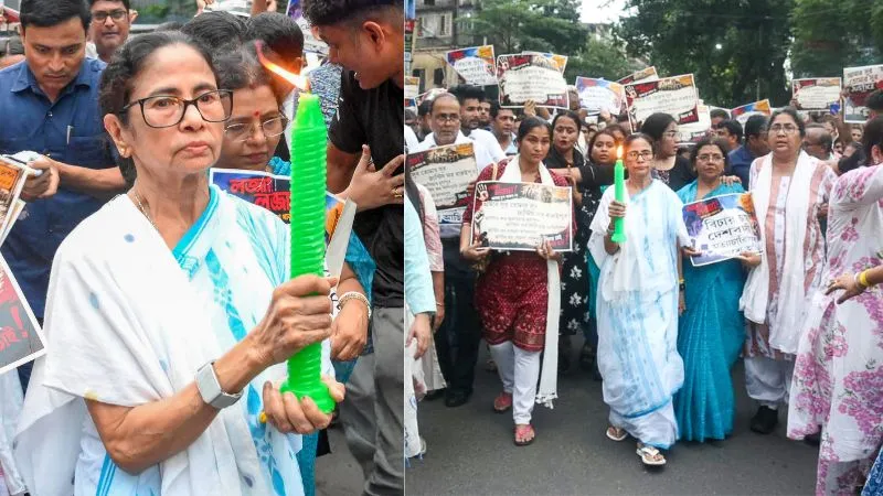 सूर्य को रोशनी...दिन के उजाले में ममता बनर्जी का कैंडल मार्च, तस्वीरें देख सोशल मीडिया यूजर्स भी हैरान