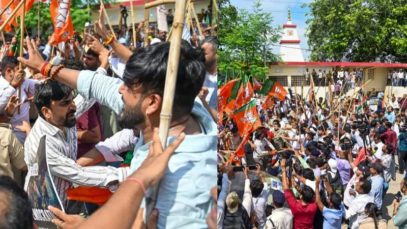बिहार में अपनी ही सरकार में पिटे BJP कार्यकर्ता, कांग्रेसियों के साथ हुई झड़प, पटना में खूब चले ईंट-पत्थर; कई घायल