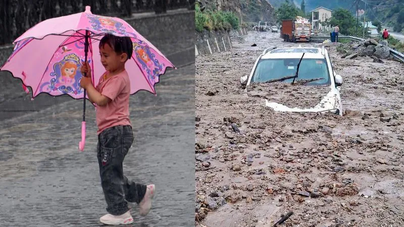 लैंडस्लाइड...मलबे में धंसी गाड़ियां...सड़कों पर सैलाब तो कहीं राहत की फुहार, तस्वीरों में देखें मॉनसून के रंग