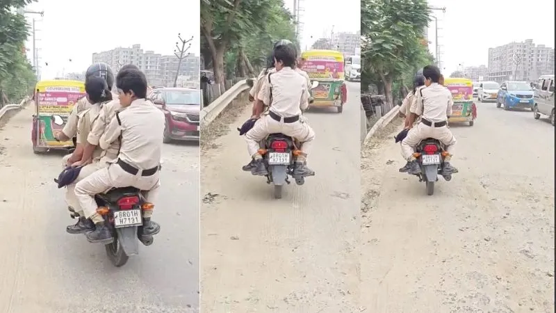 एक बाइक पर 4 पुलिसकर्मी... बिहार का वायरल VIDEO देख लोगों ने पूछा-क्या इनका भी कटेगा चालान?