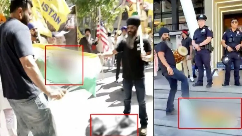 मोहन भागवत के कार्यक्रम में खालिस्तानी समर्थकों का बवाल, तिरंगे को फाड़कर रौंदा, भारतीयों ने तुरंत दिया जवाब, Video