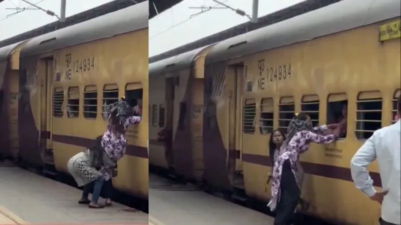 ट्रेन की खिड़की से मोबाइल चुराने पहुंची महिला! तभी दूसरी महिला ने जो किया, वीडियो हो गया वायरल