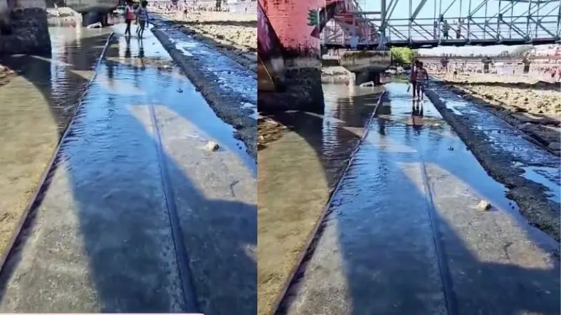 हरिद्वार की गंगा में आखिर कहां से आई रेल पटरी? हर की पैड़ी का नजारा देख लोग हैरान, जानें पूरा मामला