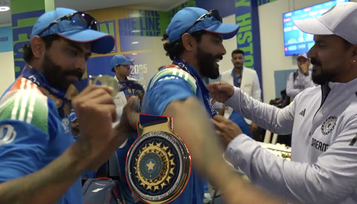 Champions Trophy खिताब के बाद रवींद्र जडेजा बने 'फील्डर ऑफ द मैच', जीता मेडल