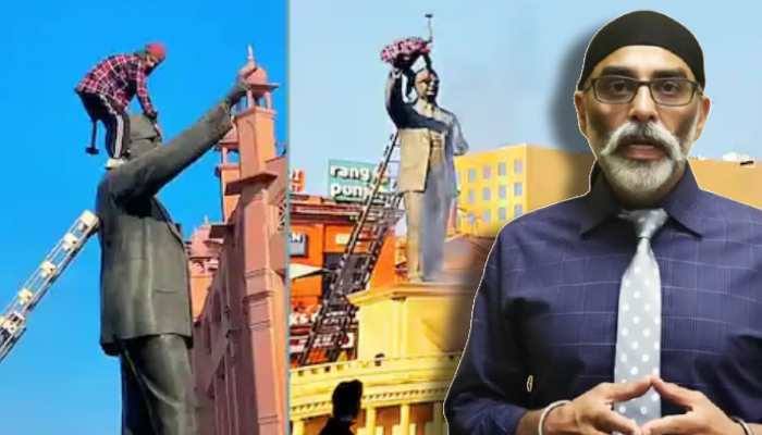 जालंधर में अंबेडकर की मूर्ति पर खालिस्तानी स्लोगन लिखे जाने की जिम्मेदारी पन्नू ने ली