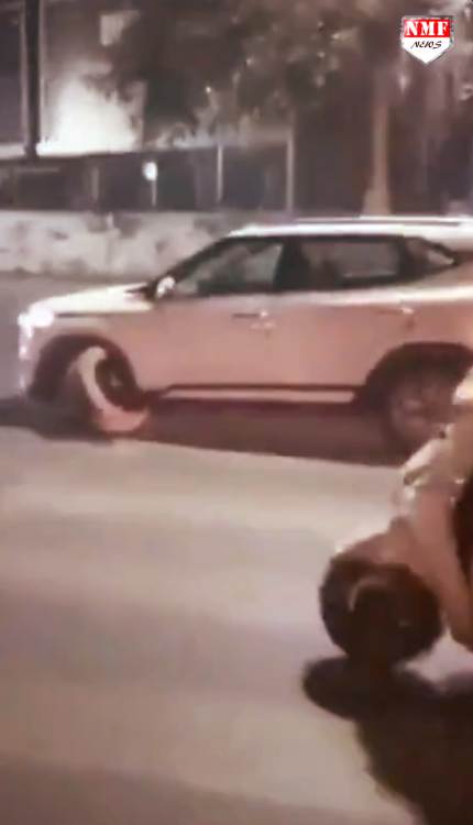 टायर निकल गया, फिर भी नशे में धुत ड्राइवर सड़क पर कार दौड़ाता रहा