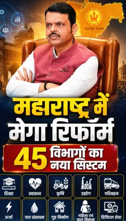 महाराष्ट्र में बड़ा प्रशासनिक बदलाव! 33 से 45 विभाग, लेकिन नहीं होगी नई भर्ती | जानिए पूरा मामला